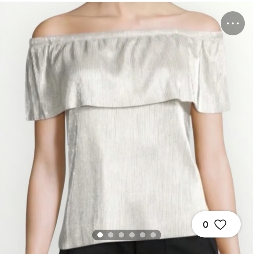 a.n.a Off-Shoulder Silver Shimmer Blouse Size Medium